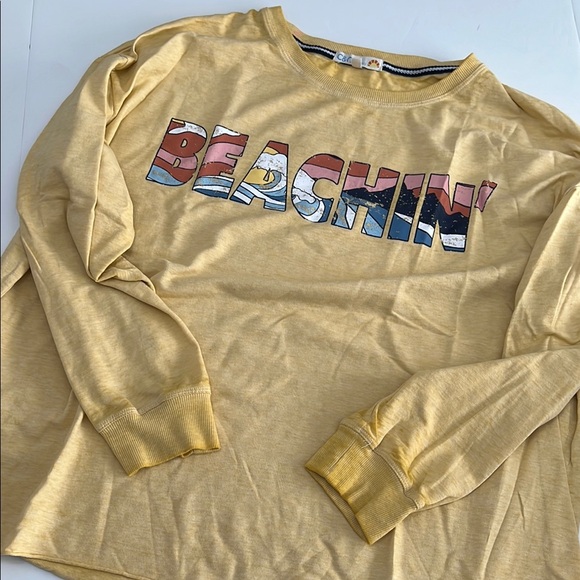 C&C California Tops - Yellow Beachin' Graphic Sweatshirt Size 1X